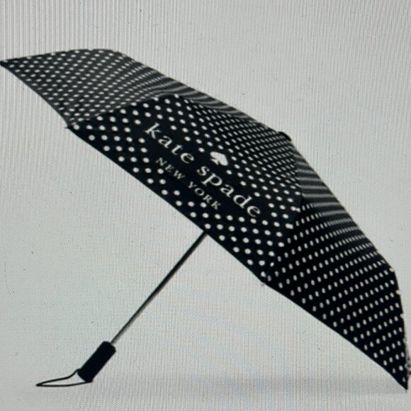 KATE SPADE DOT UMBRELLA:NWT POLKA DOTS WITH KS SCRIPT - Picture 1 of 6